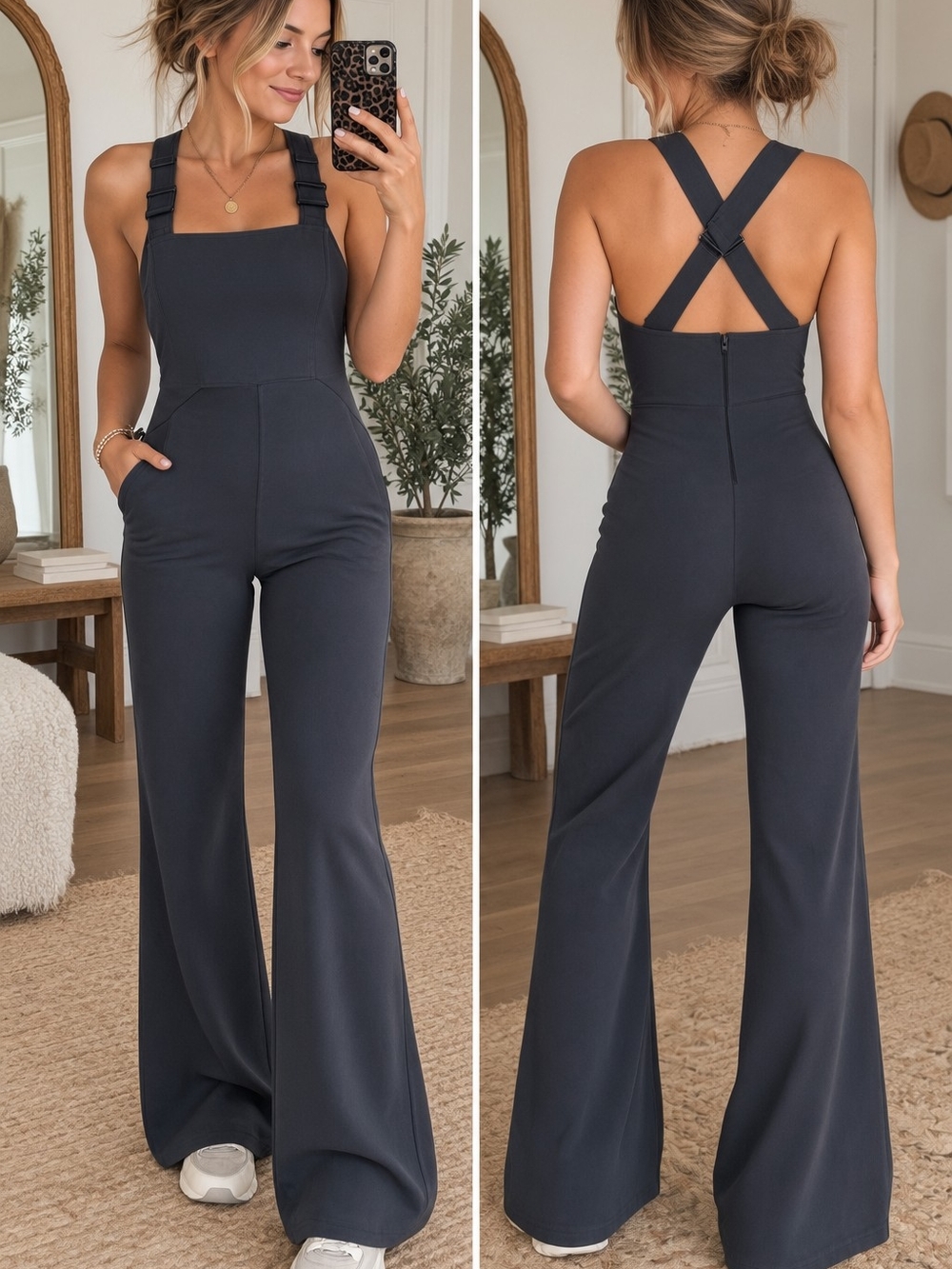 FP Movement by Free People Black Flared High-Waist Jumpsuit